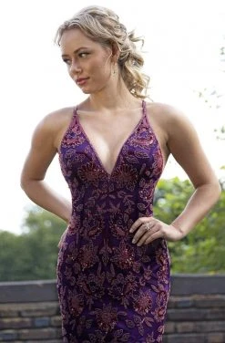 Formal Gowns Primavera Couture - 3259 Stylistic Floral Beaded High Slit Gown 19 Formal Gowns Primavera Couture - 3259 Stylistic Floral Beaded High Slit Gown