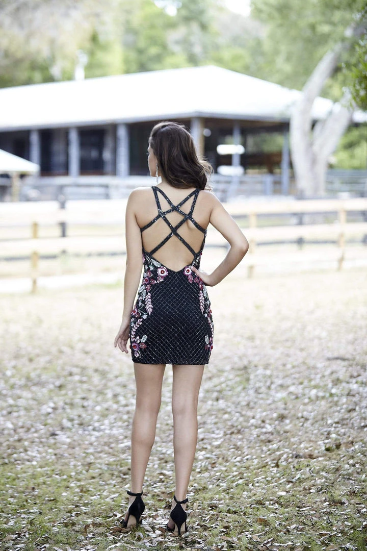 Cocktail Dresses Primavera Couture - 3302 V-Neckline Embellished Sheath Dress 5 Cocktail Dresses Primavera Couture - 3302 V-Neckline Embellished Sheath Dress