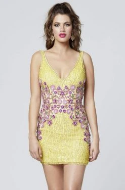 Primavera Couture - 3309 Sequined Plunging Vneck Sheath Cocktail Dress 13 Primavera Couture - 3309 Sequined Plunging Vneck Sheath Cocktail Dress