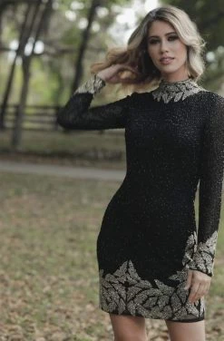 Primavera Couture - 3320 Bead Embellished High Neck Dress Cocktail Dresses 10 Primavera Couture - 3320 Bead Embellished High Neck Dress Cocktail Dresses