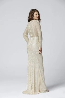 Primavera Couture - 3370 Beaded Long Sleeve High Neck Sheath Dress Formal Gowns 5 Primavera Couture - 3370 Beaded Long Sleeve High Neck Sheath Dress Formal Gowns