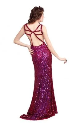 Primavera Couture - 9500 Sparkling V-Neck Cutout Evening Dress Formal Gowns