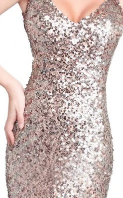 Primavera Couture - 9500 Sparkling V-Neck Cutout Evening Dress Formal Gowns