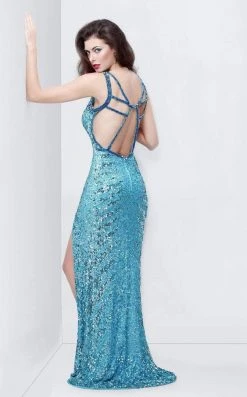 Primavera Couture - 9500 Sparkling V-Neck Cutout Evening Dress Formal Gowns