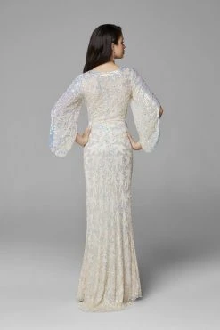 Formal Gowns Primavera Couture - 9713 Sequin Flared Sleeve Long Sheath Formal Gown - 1 Pc White In Size 22 Available 28 Formal Gowns Primavera Couture - 9713 Sequin Flared Sleeve Long Sheath Formal Gown - 1 Pc White In Size 22 Available