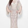 Formal Gowns Primavera Couture - 9713 Sequin Flared Sleeve Long Sheath Formal Gown - 1 Pc White In Size 22 Available