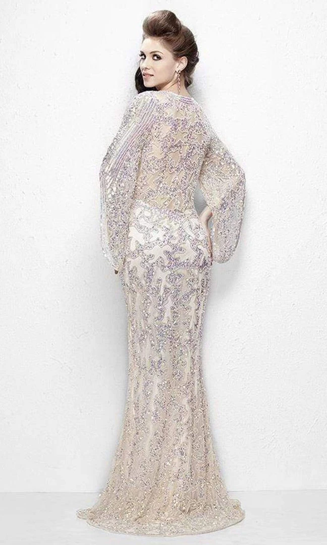 Formal Gowns Primavera Couture - 9713 Sequin Flared Sleeve Long Sheath Formal Gown - 1 Pc White In Size 22 Available 4 Formal Gowns Primavera Couture - 9713 Sequin Flared Sleeve Long Sheath Formal Gown - 1 Pc White In Size 22 Available