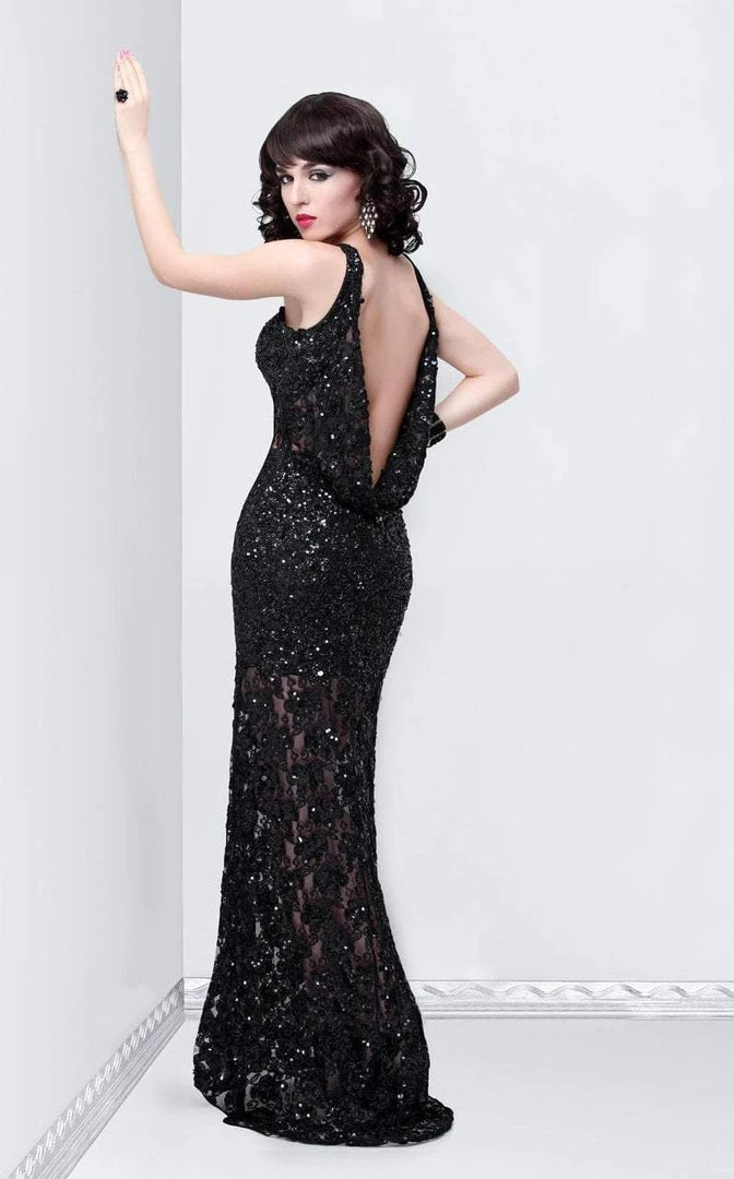 Formal Gowns Primavera Couture - 9805 Cowl Back Halter Sequin Embellished Gown 10 Formal Gowns Primavera Couture - 9805 Cowl Back Halter Sequin Embellished Gown