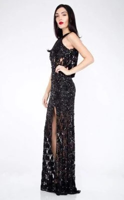 Formal Gowns Primavera Couture - 9805 Cowl Back Halter Sequin Embellished Gown 26 Formal Gowns Primavera Couture - 9805 Cowl Back Halter Sequin Embellished Gown