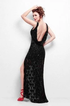 Formal Gowns Primavera Couture - 9805 Cowl Back Halter Sequin Embellished Gown 29 Formal Gowns Primavera Couture - 9805 Cowl Back Halter Sequin Embellished Gown
