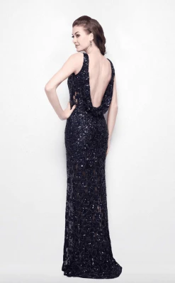 Formal Gowns Primavera Couture - 9805 Cowl Back Halter Sequin Embellished Gown 43 Formal Gowns Primavera Couture - 9805 Cowl Back Halter Sequin Embellished Gown