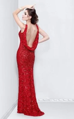 Formal Gowns Primavera Couture - 9805 Cowl Back Halter Sequin Embellished Gown 37 Formal Gowns Primavera Couture - 9805 Cowl Back Halter Sequin Embellished Gown