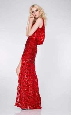 Formal Gowns Primavera Couture - 9805 Cowl Back Halter Sequin Embellished Gown 38 Formal Gowns Primavera Couture - 9805 Cowl Back Halter Sequin Embellished Gown
