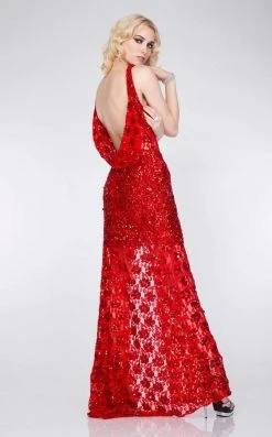 Formal Gowns Primavera Couture - 9805 Cowl Back Halter Sequin Embellished Gown 39 Formal Gowns Primavera Couture - 9805 Cowl Back Halter Sequin Embellished Gown