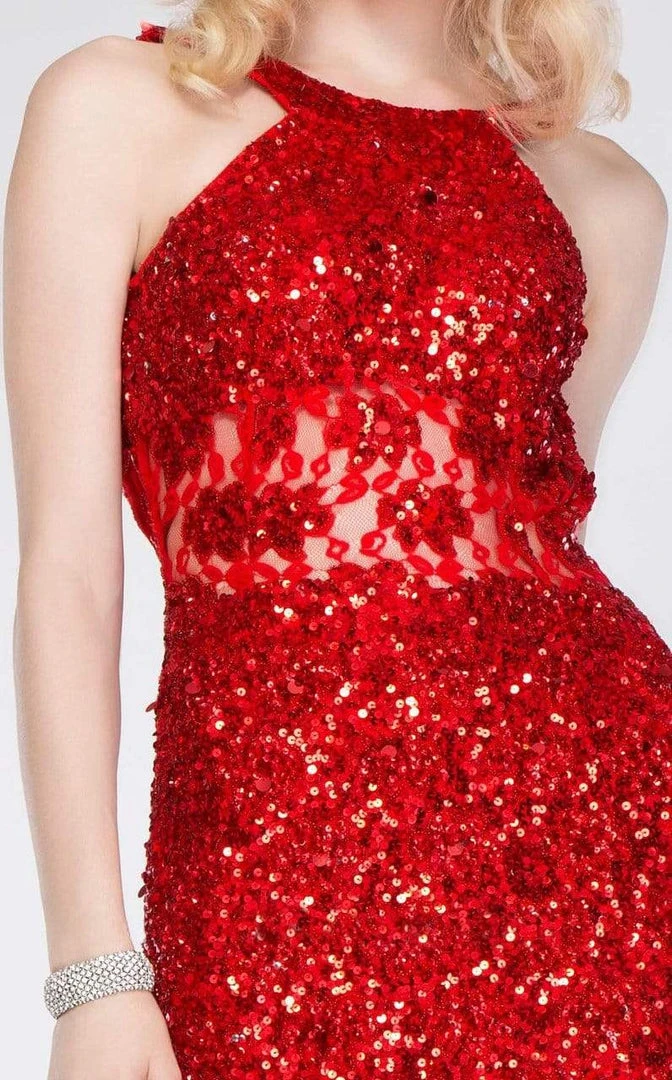 Formal Gowns Primavera Couture - 9805 Cowl Back Halter Sequin Embellished Gown 20 Formal Gowns Primavera Couture - 9805 Cowl Back Halter Sequin Embellished Gown
