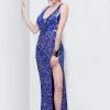 Primavera Couture - 9811 Sequined V-Neck Evening Dress 2 Primavera Couture - 9811 Sequined V-Neck Evening Dress