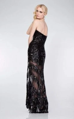 Primavera Couture - 9849 Strapless Sequined Gown With Zigzag Accents