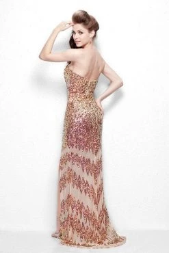 Primavera Couture - 9849 Strapless Sequined Gown With Zigzag Accents