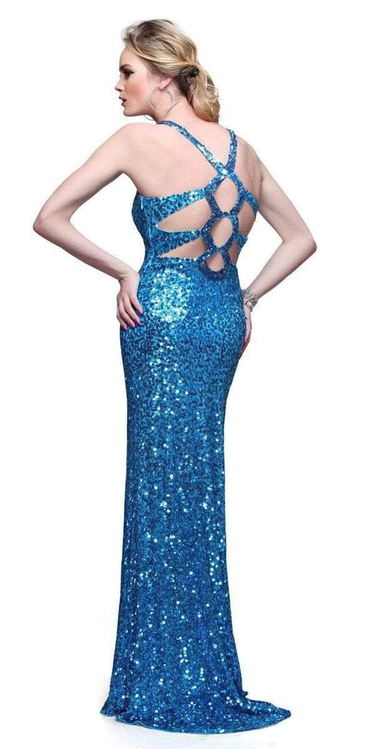 Formal Gowns Primavera Couture - 9863 Bedazzled V-neck Sheath Dress 6 Formal Gowns Primavera Couture - 9863 Bedazzled V-neck Sheath Dress