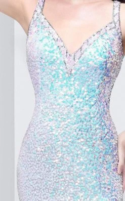 Primavera Couture - 9865 Flashing V-Neck Sequined Evening Gown