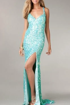 Formal Gowns Primavera Couture - 9873 Stunning Sequin Studded Sheath Gown