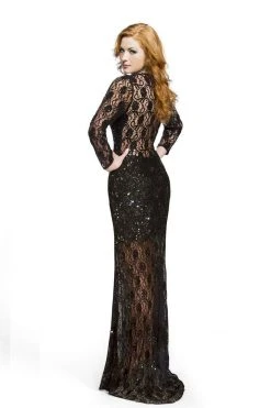 Primavera Couture - 9879 High Slit Glitter Lace Gown 14 Primavera Couture - 9879 High Slit Glitter Lace Gown