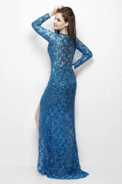 Primavera Couture - 9879 High Slit Glitter Lace Gown 16 Primavera Couture - 9879 High Slit Glitter Lace Gown
