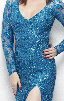 Primavera Couture - 9879 High Slit Glitter Lace Gown 17 Primavera Couture - 9879 High Slit Glitter Lace Gown