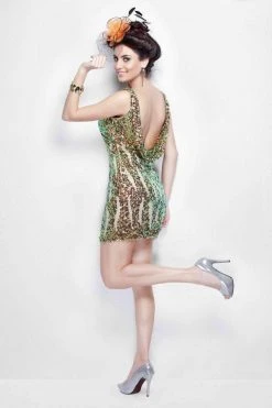 Primavera Couture - 9895 Cowl Back Sequined Cocktail Dress Cocktail Dresses