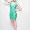 Cocktail Dresses Primavera Couture - 9896 Sheered Sequin Cocktail Dress