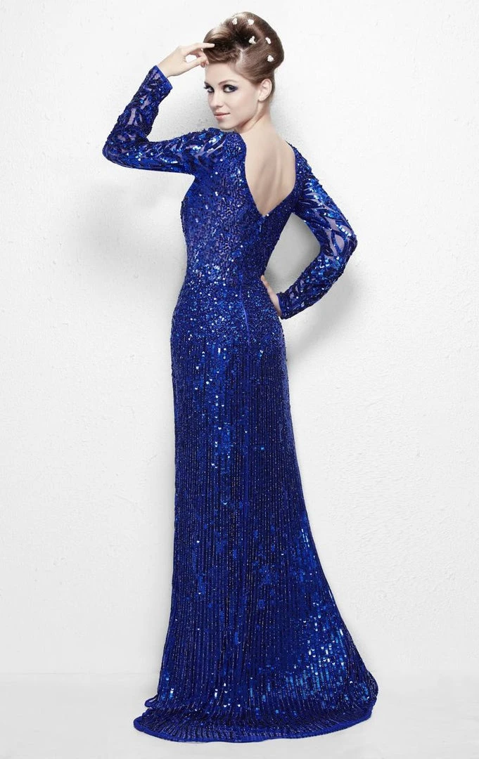 Formal Gowns Primavera Couture - 9930 Sequined Gown With Sheer Accents 4 Formal Gowns Primavera Couture - 9930 Sequined Gown With Sheer Accents