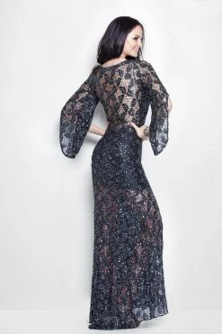Primavera Couture - 9931 Sheer Sequined Bellsleeve Evening Gown Formal Gowns 10 Primavera Couture - 9931 Sheer Sequined Bellsleeve Evening Gown Formal Gowns