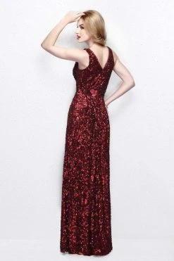 Primavera Couture - Astounding V Neck Full Sequins Long Sheath Dress 1257