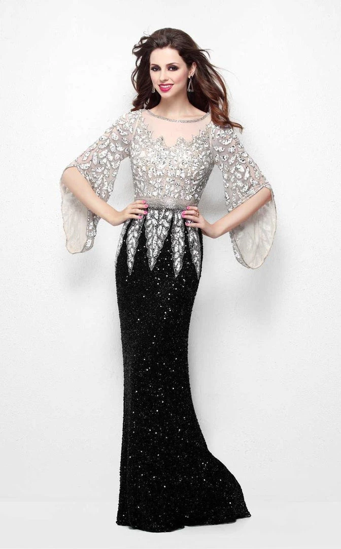 Primavera Couture - Batwing Sleeves Sequined Gown 1424 - 1 Pc Charcoal In Size 10 Available 9 Primavera Couture - Batwing Sleeves Sequined Gown 1424 - 1 Pc Charcoal In Size 10 Available