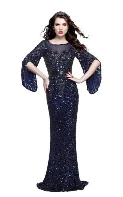 Primavera Couture - Batwing Sleeves Sequined Gown 1424 - 1 Pc Charcoal In Size 10 Available 19 Primavera Couture - Batwing Sleeves Sequined Gown 1424 - 1 Pc Charcoal In Size 10 Available