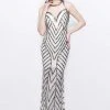 Primavera Couture - Bead Embellished Illusion Halter Neck Sheath Dress 1821