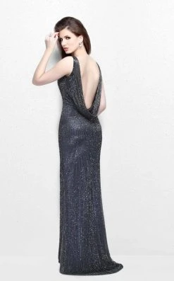 Formal Gowns Primavera Couture - Bead Embellished V-Neck Sheath Dress 1259 11 Formal Gowns Primavera Couture - Bead Embellished V-Neck Sheath Dress 1259