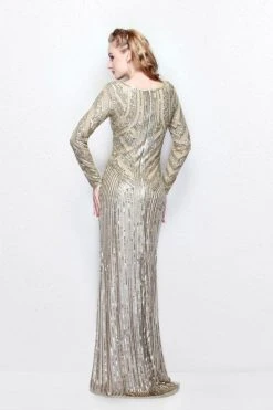 Primavera Couture - Beaded Long Sleeve Evening Gown 1721 Formal Gowns