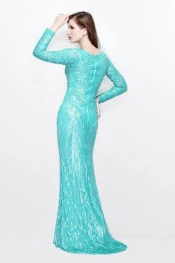Primavera Couture - Beaded Long Sleeve Evening Gown 1721 Formal Gowns 9 Primavera Couture - Beaded Long Sleeve Evening Gown 1721 Formal Gowns