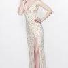 Formal Gowns Primavera Couture - Beaded V-Neck Long Dress With Slit 1865
