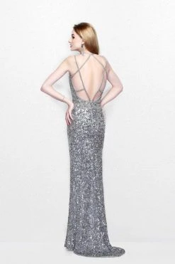 Primavera Couture - Beaded V-Neck Long Gown With A Slit 1824 Formal Gowns