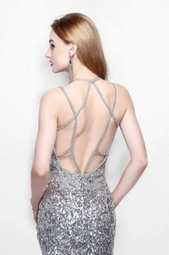 Primavera Couture - Beaded V-Neck Long Gown With A Slit 1824 Formal Gowns