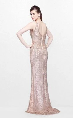 Primavera Couture - Beaded V-Neck Long Sheath Dress 1726 17 Primavera Couture - Beaded V-Neck Long Sheath Dress 1726