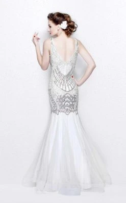Primavera Couture - Charming Elaborate V-Neck Tulle Trumpet Gown 1748 Formal Gowns