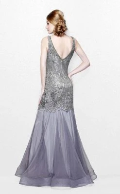 Primavera Couture - Charming Elaborate V-Neck Tulle Trumpet Gown 1748 Formal Gowns