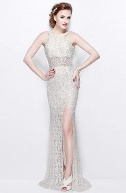 Primavera Couture - Embellished Halter Neck Long Sheath Dress 1891