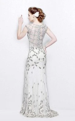 Primavera Couture - Exquisite Multi-Colored Leafy Patterned Long Dress 1812