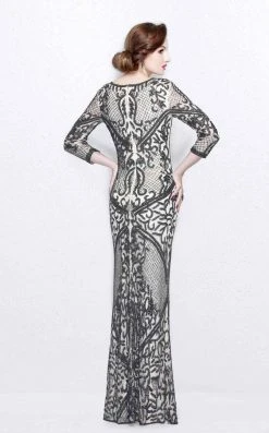 Primavera Couture - Florid Lattice Quarter Sleeve Bateau Sheath Gown 1759 5 Primavera Couture - Florid Lattice Quarter Sleeve Bateau Sheath Gown 1759