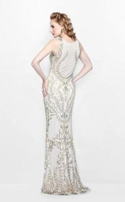 Primavera Couture - Gilded Sequins Bateau Illusion Sheath Gown 1742 Formal Gowns 7 Primavera Couture - Gilded Sequins Bateau Illusion Sheath Gown 1742 Formal Gowns