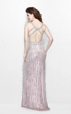 Primavera Couture - Glittering Long V-Neck Dress With Slit 1870 Formal Gowns